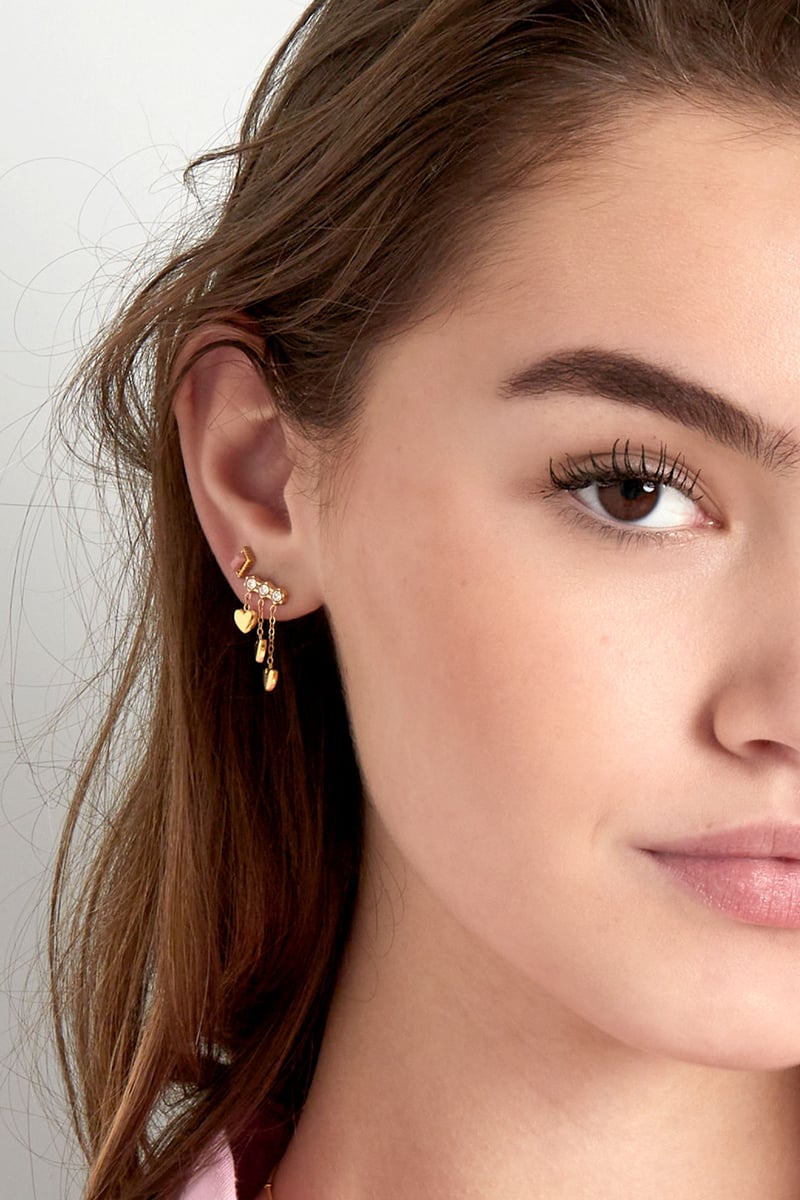 Oorstekers rechthoek randje - poederroze