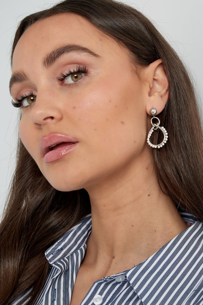 oorbellen triple rond met parels