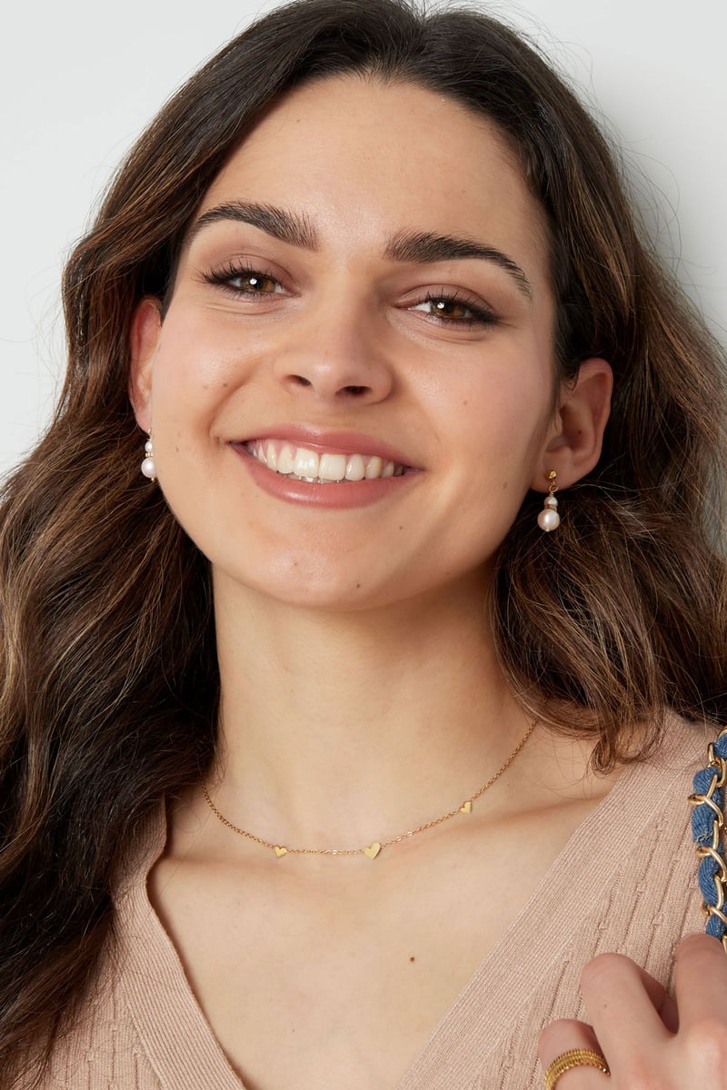 oorbel met twee parel hangers