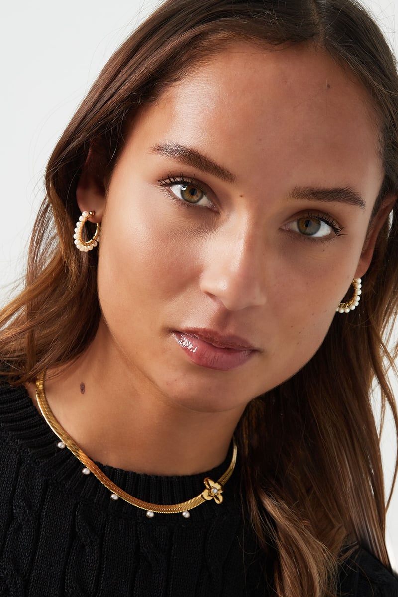 ronde simple oorbel met parels