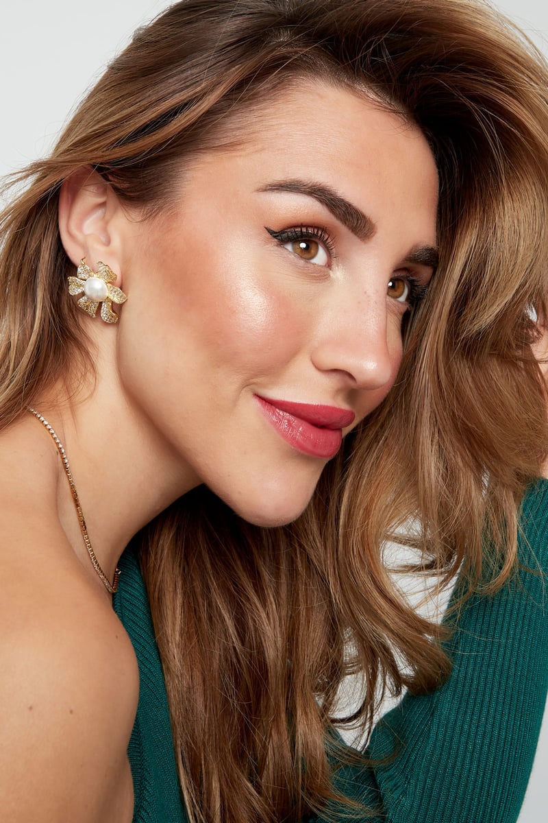 Oorbellen sparkly flower pearl zilver - zirkoon koper