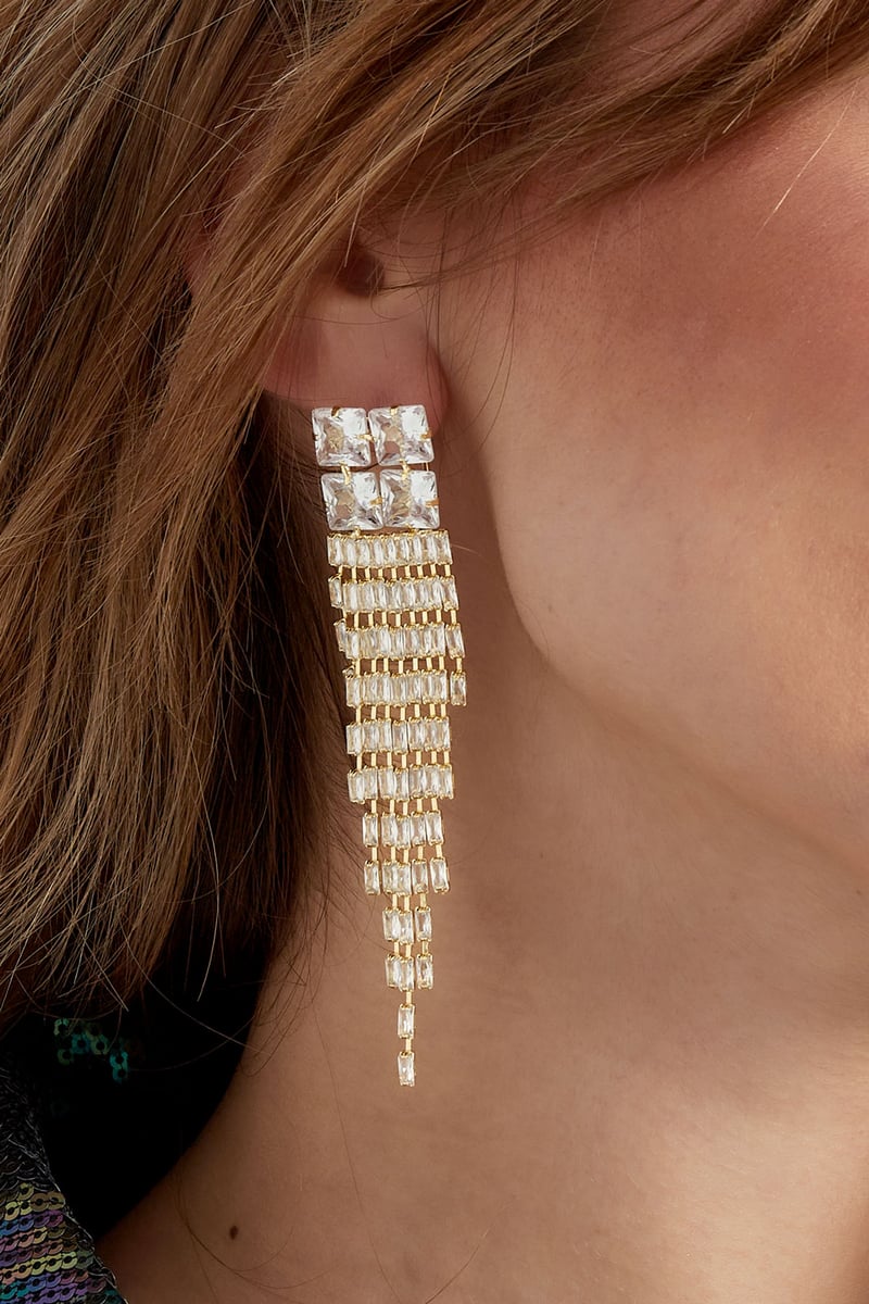 Oorbellen sparkly glam Goud kleur - zirkoon koper