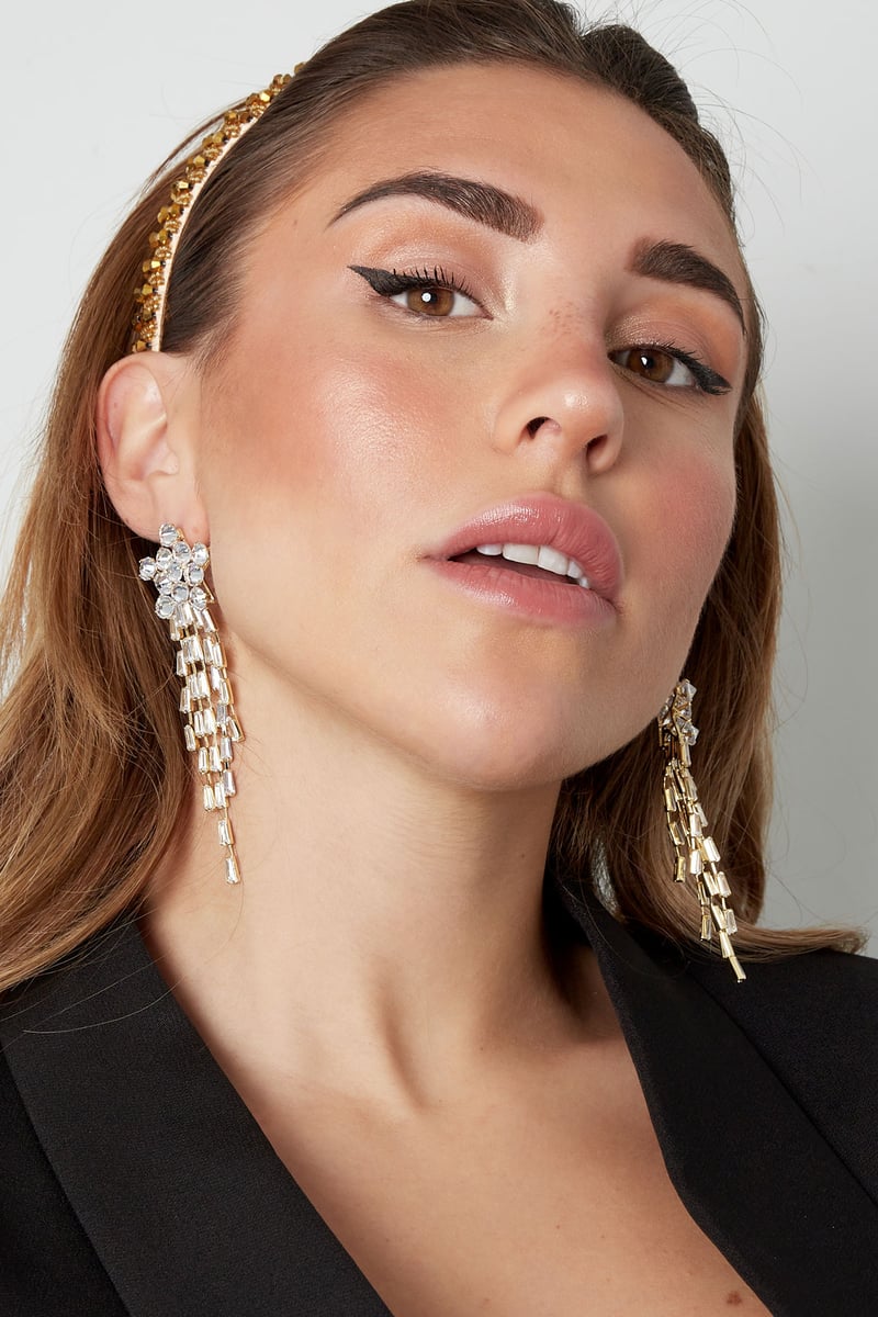 Oorbellen sparkly star Goud kleur - zirkoon koper