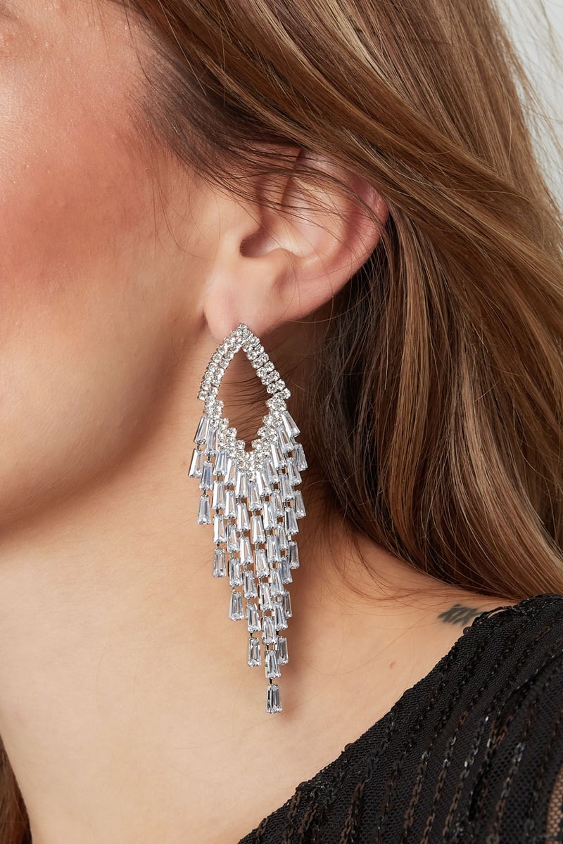 Oorbel sparkly ruit zilver - zirkoon koper