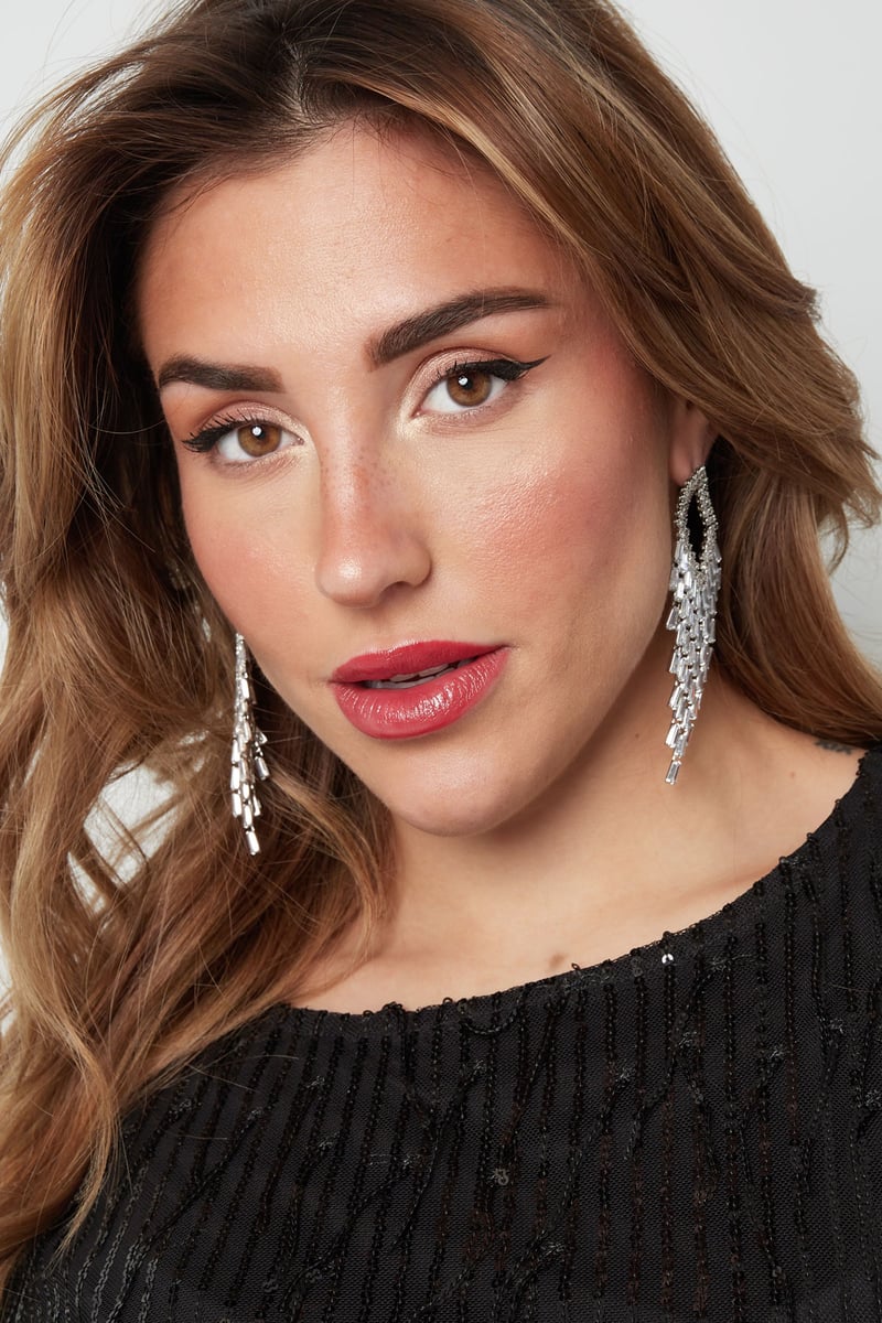 Oorbel sparkly ruit zilver - zirkoon koper