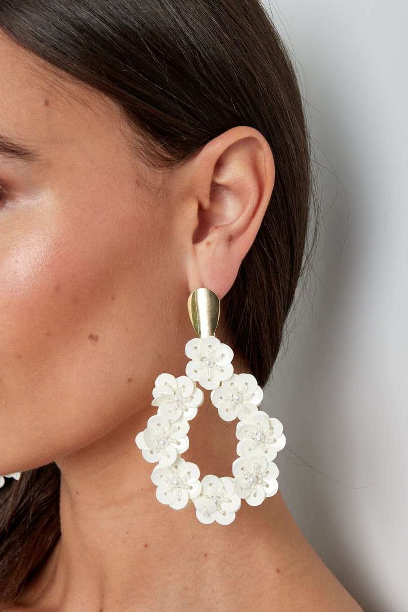 Ronde bloemen statement oorbellen - groen/Goud kleur