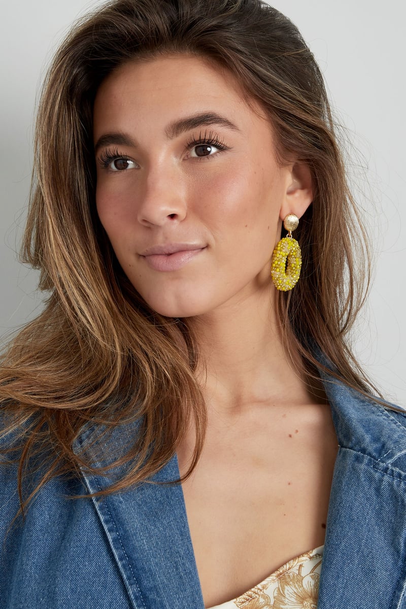 Ovale discodip oorbel - multi