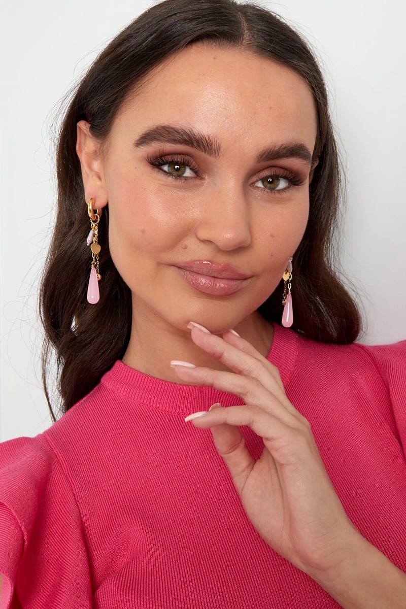 Oorbellen life is good - roze paars