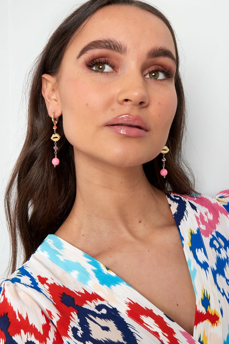 Oorbellen lips on fire - blauw groen