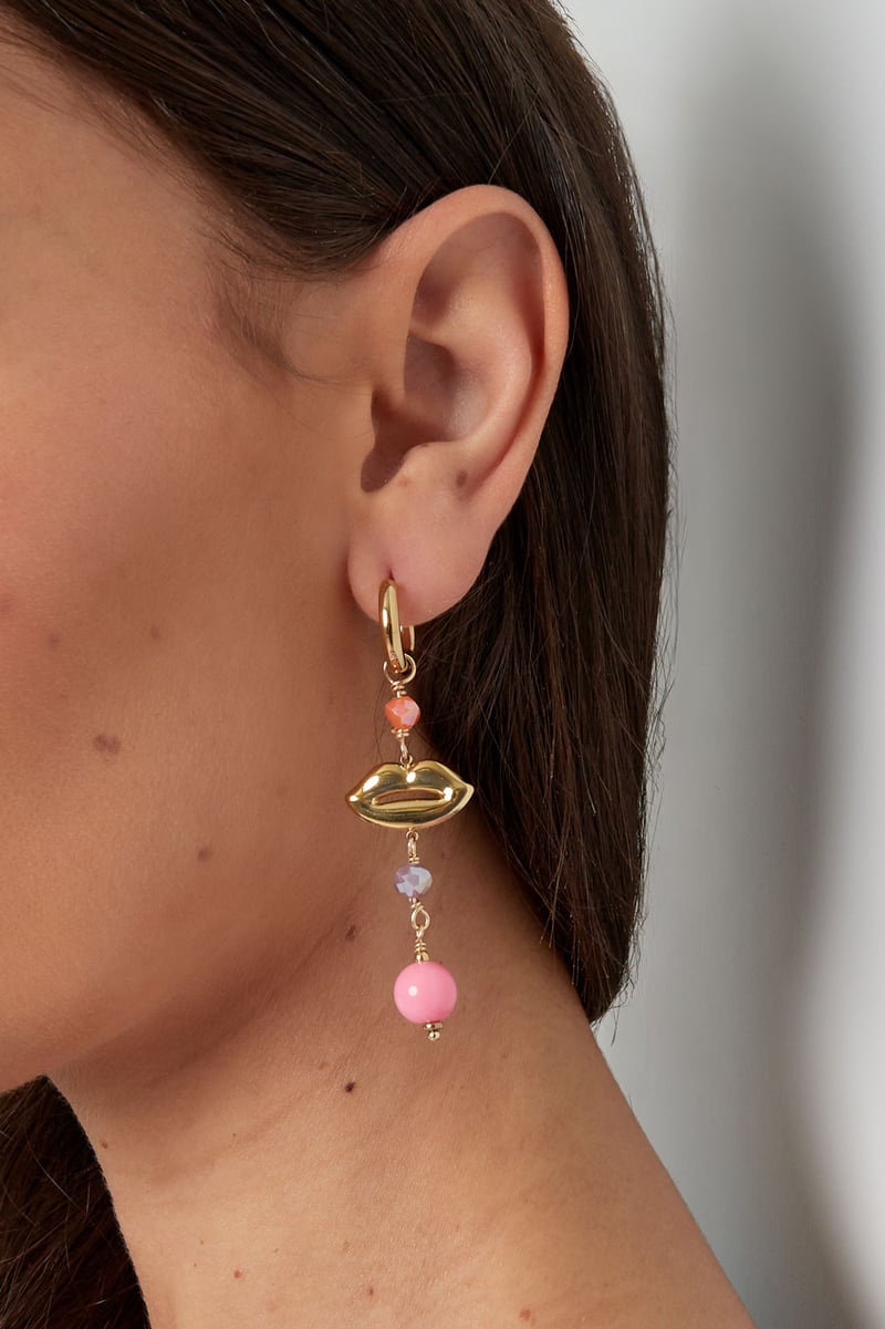 Oorbellen lips on fire - blauw groen