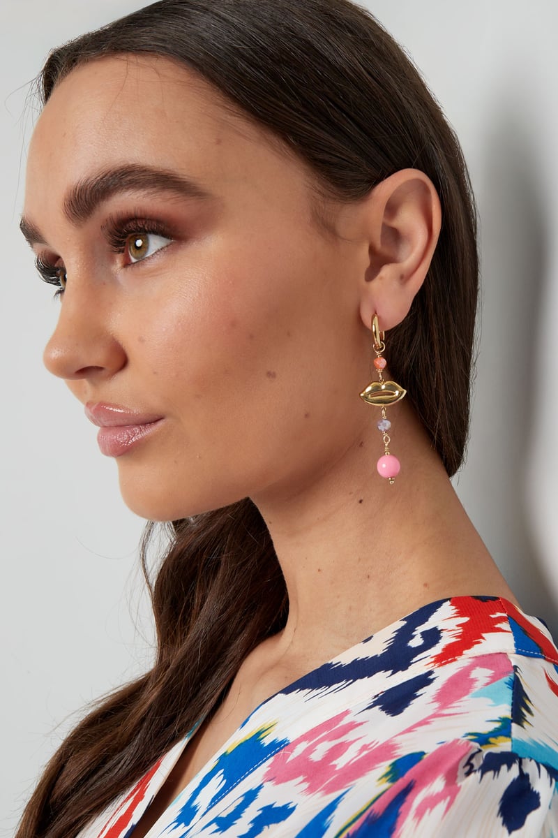 Oorbellen lips on fire - blauw groen