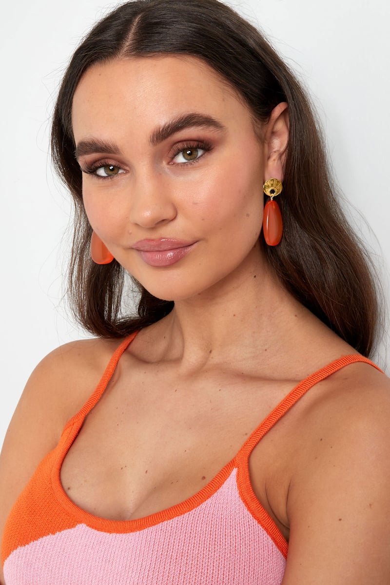 Oorbellen rond en ovaal - groen/Goud kleur