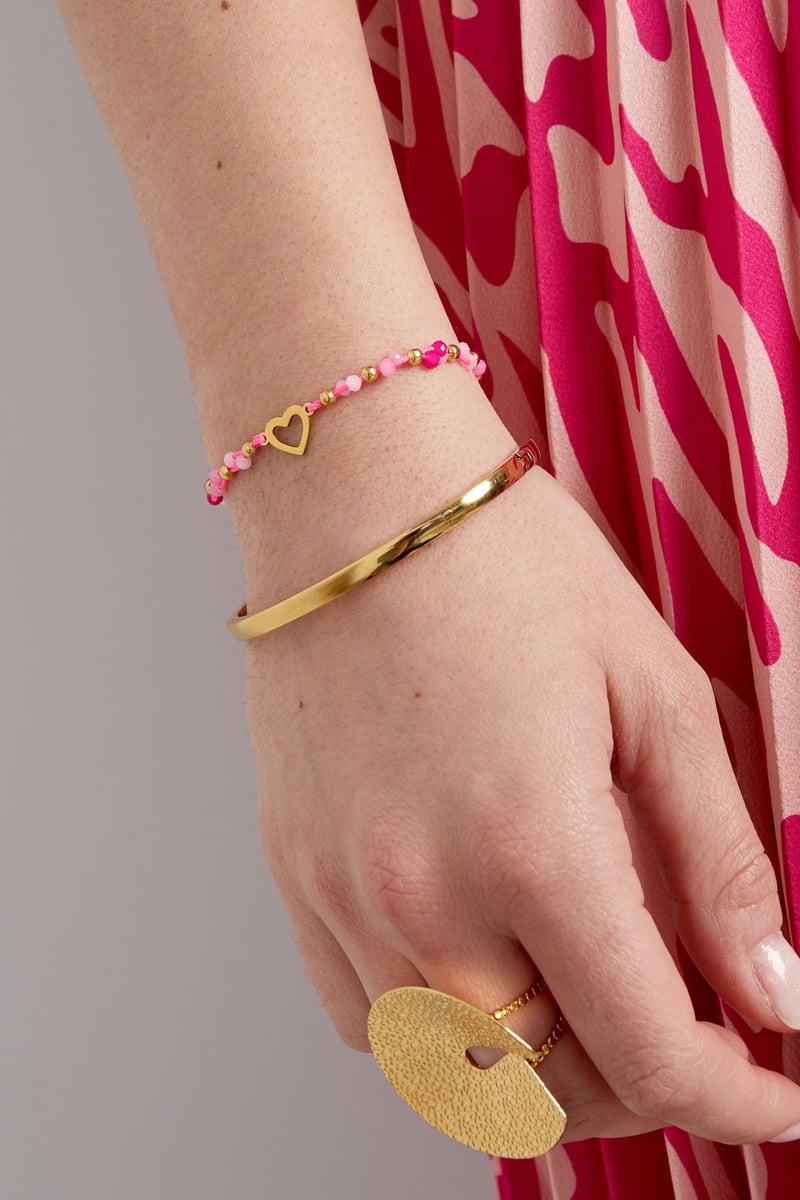 Zomer armbandje kleurrijk hart - fuchsia