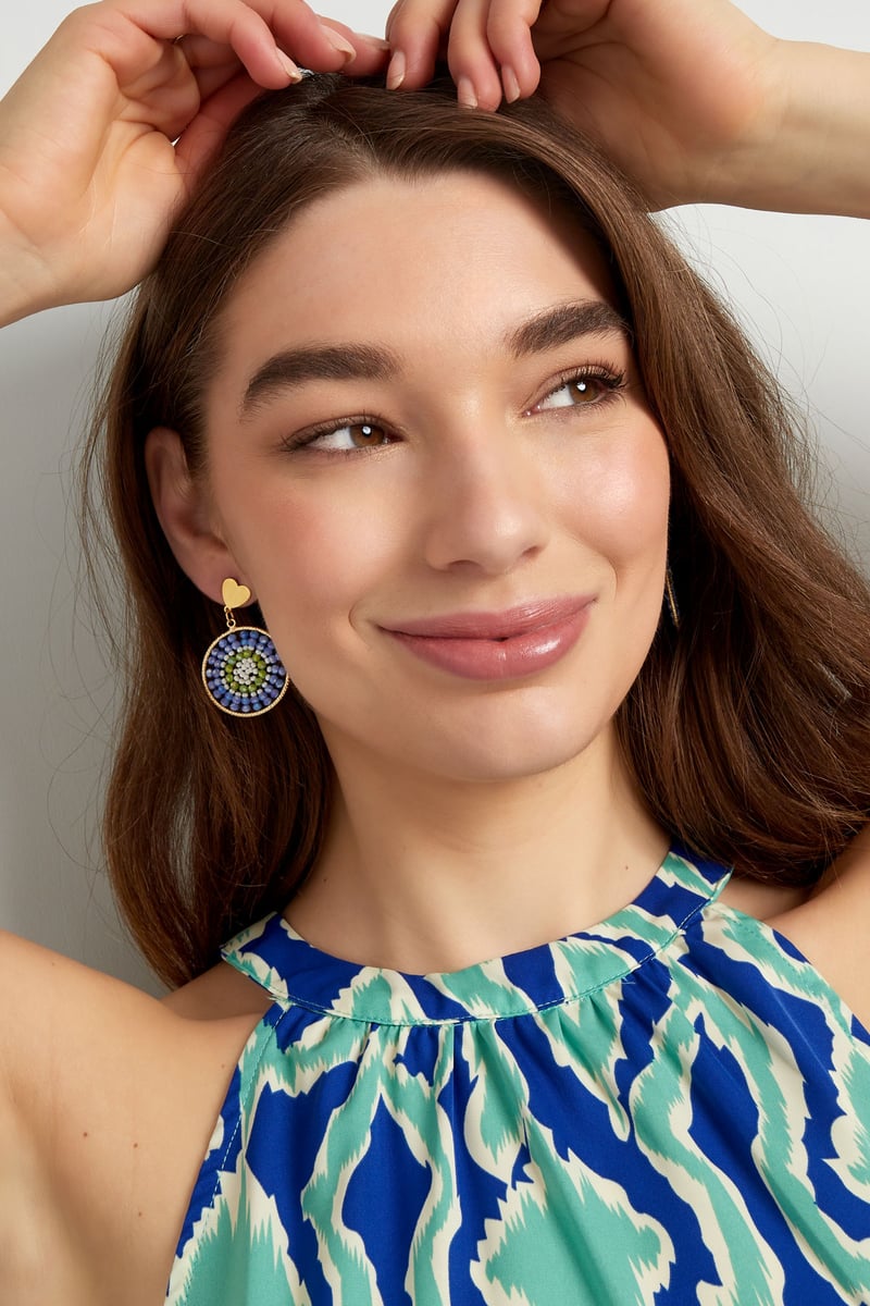 Mandala oorbellen met hart - bleekroze 