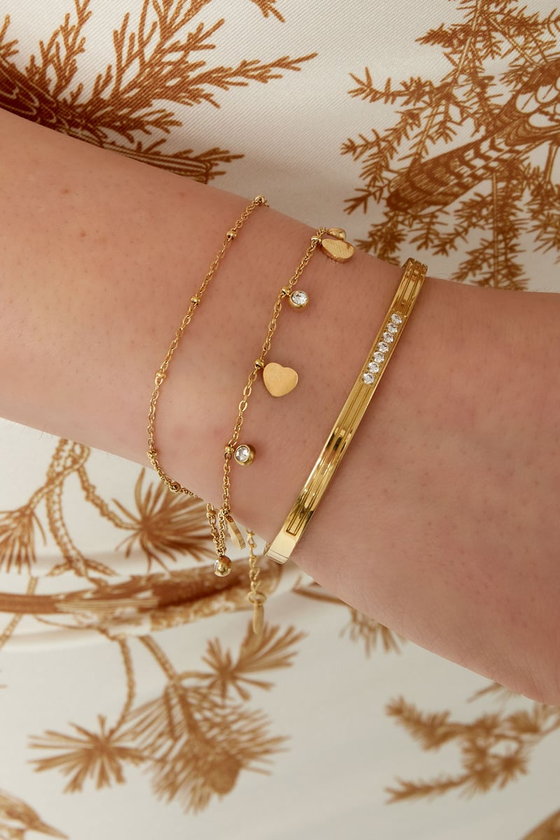 bedel armband met harten en diamanten