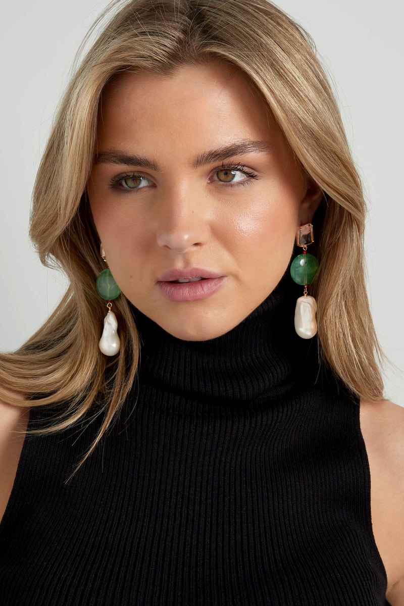 Oorbellen vintage parels - blauw paars