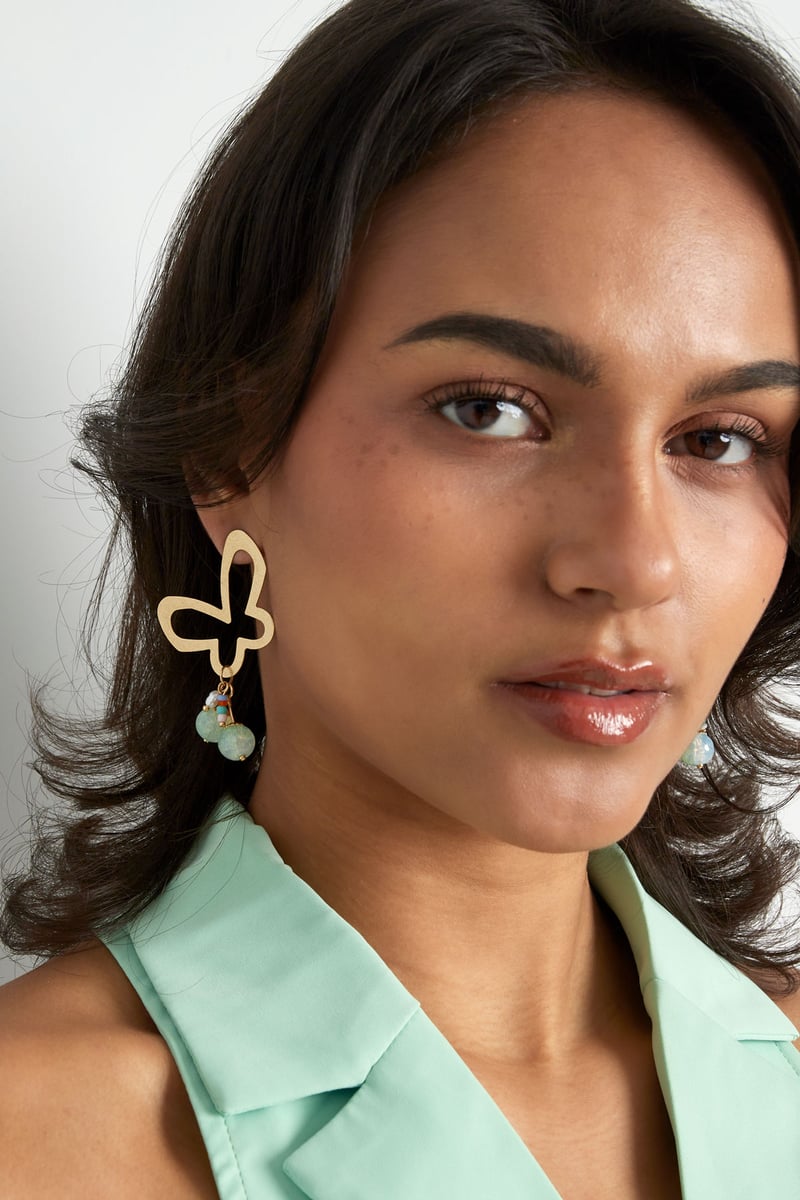 Vlinder feest oorbellen met bedels - paars