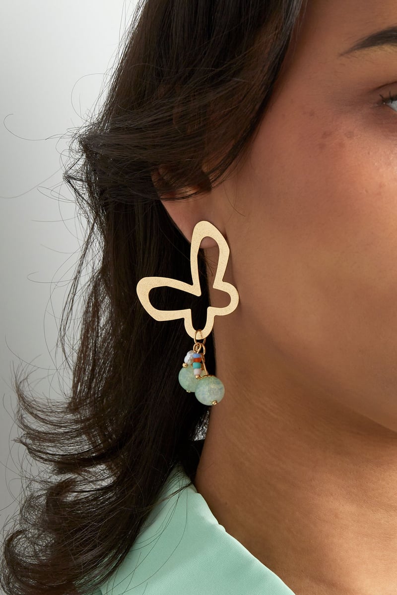 Vlinder feest oorbellen met bedels - paars