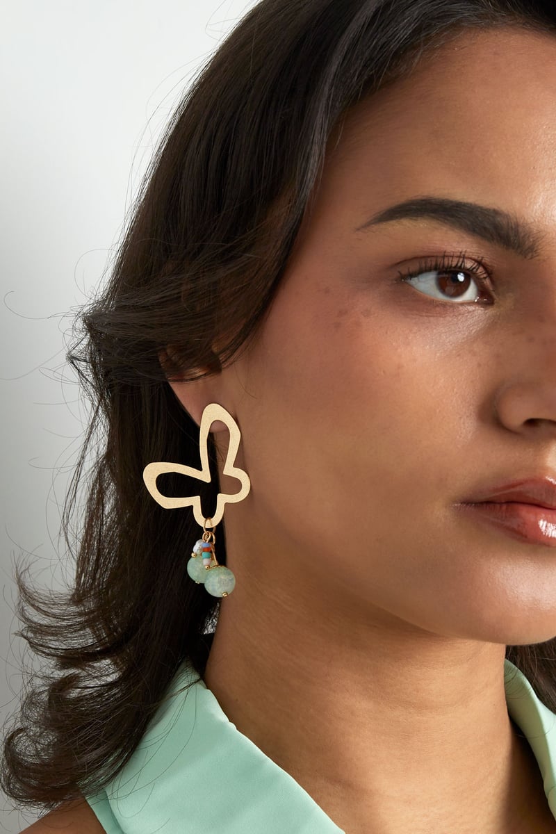 Vlinder feest oorbellen met bedels - paars