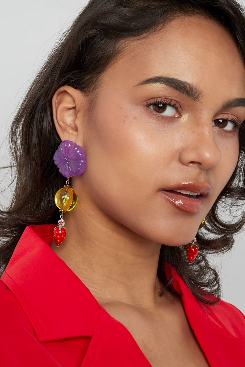 Strawberry love oorbellen - fuchsia