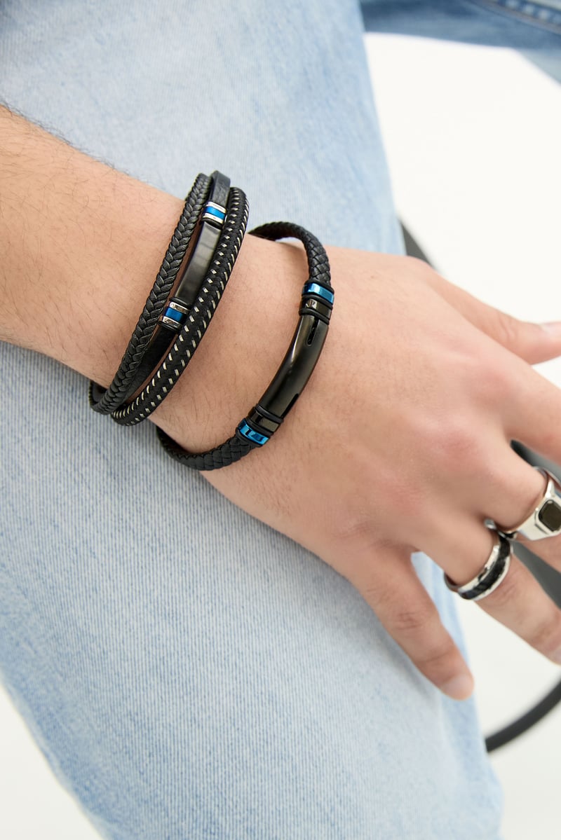 Stoere gevlochten mannen armband 
