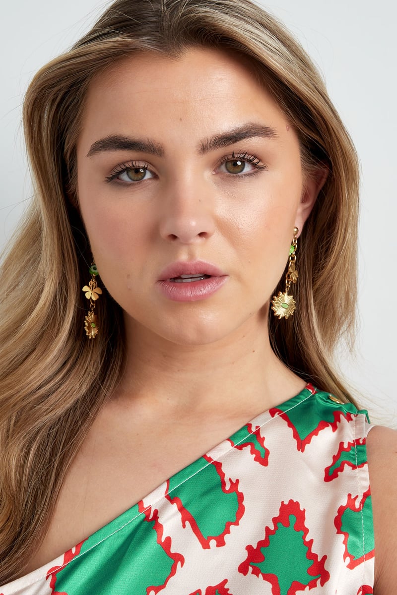 Oorbellen floral flawless - groen zilver