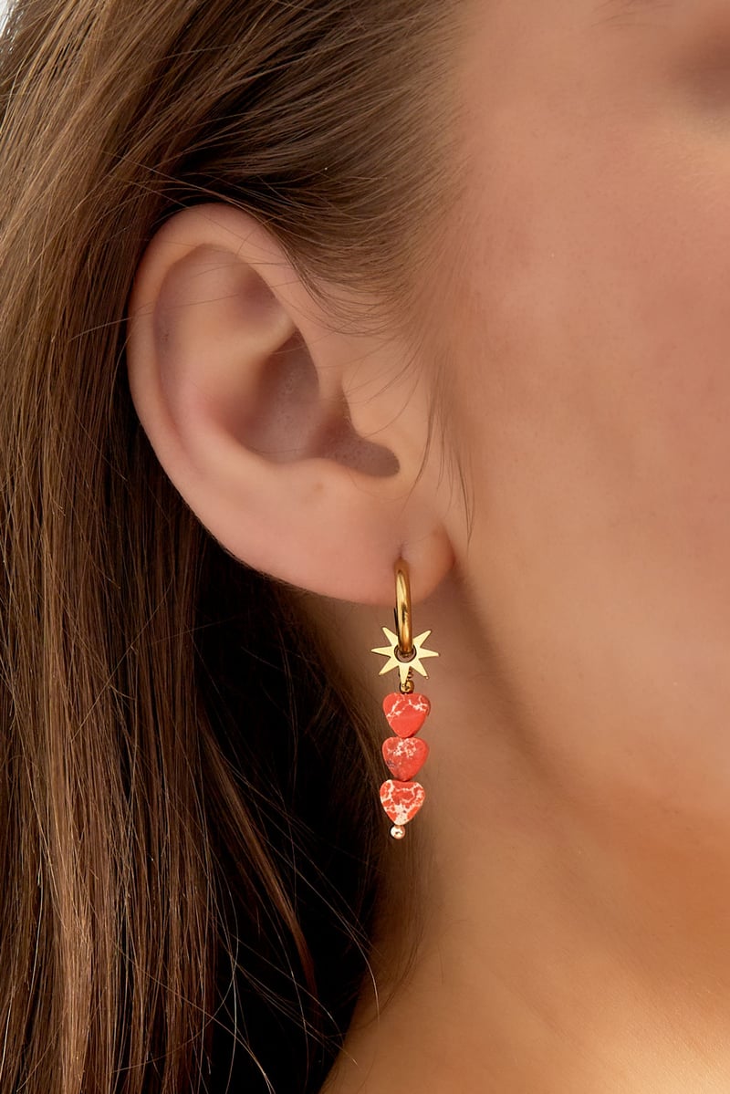 oorbellen triple hart ster - roze 