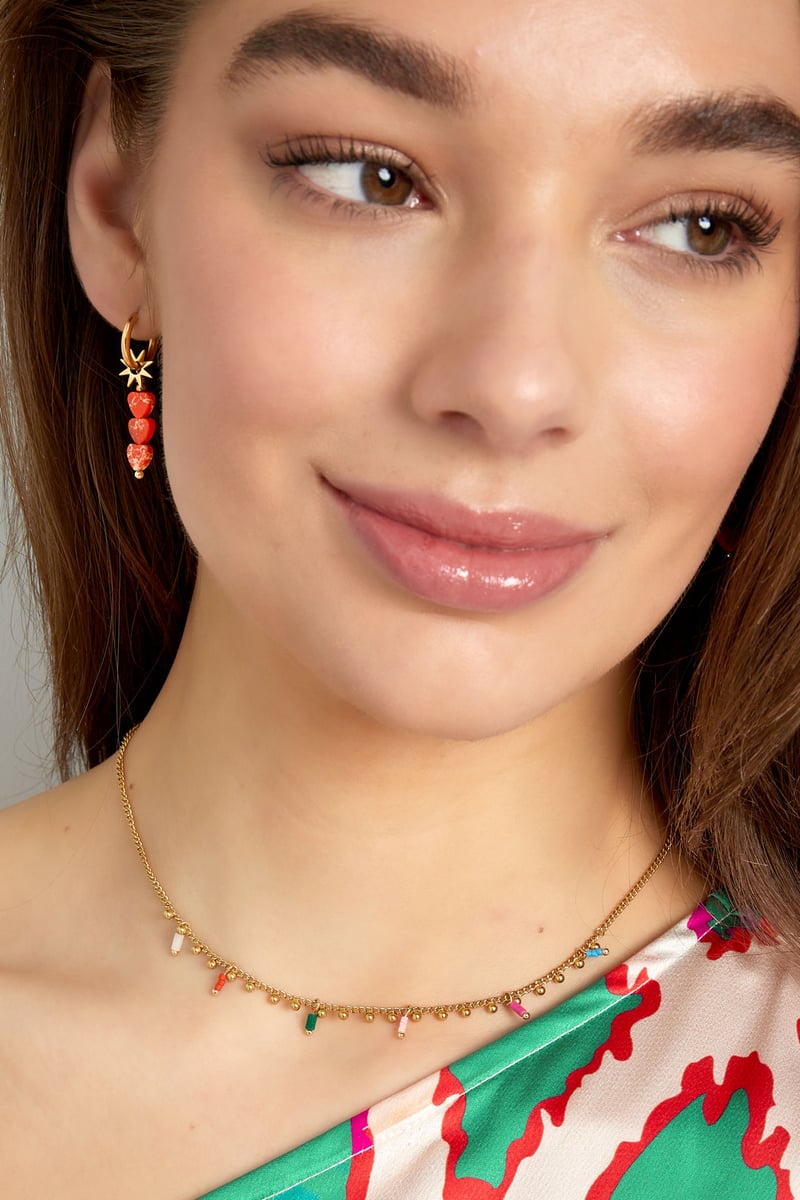 oorbellen triple hart ster - roze 