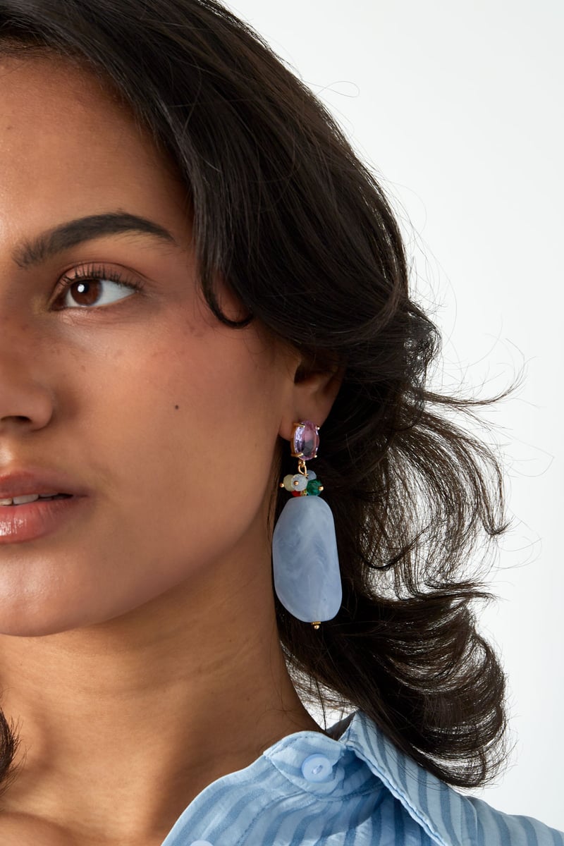 Statement kralen feest oorbellen - roze/groen 