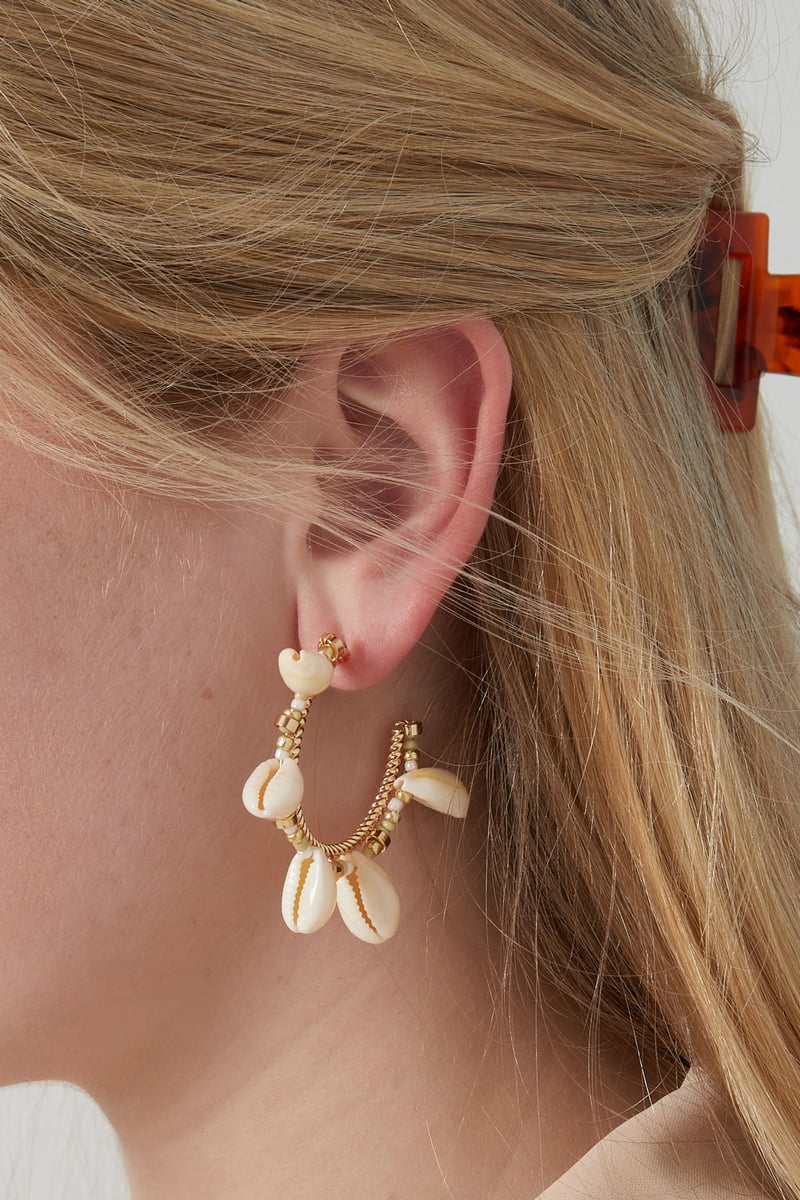 Oorbellen shell statement - fuchsia