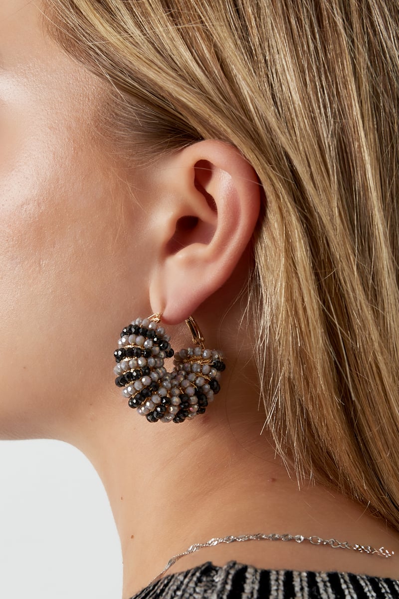 Happy Beads oorbellen - black & grey
