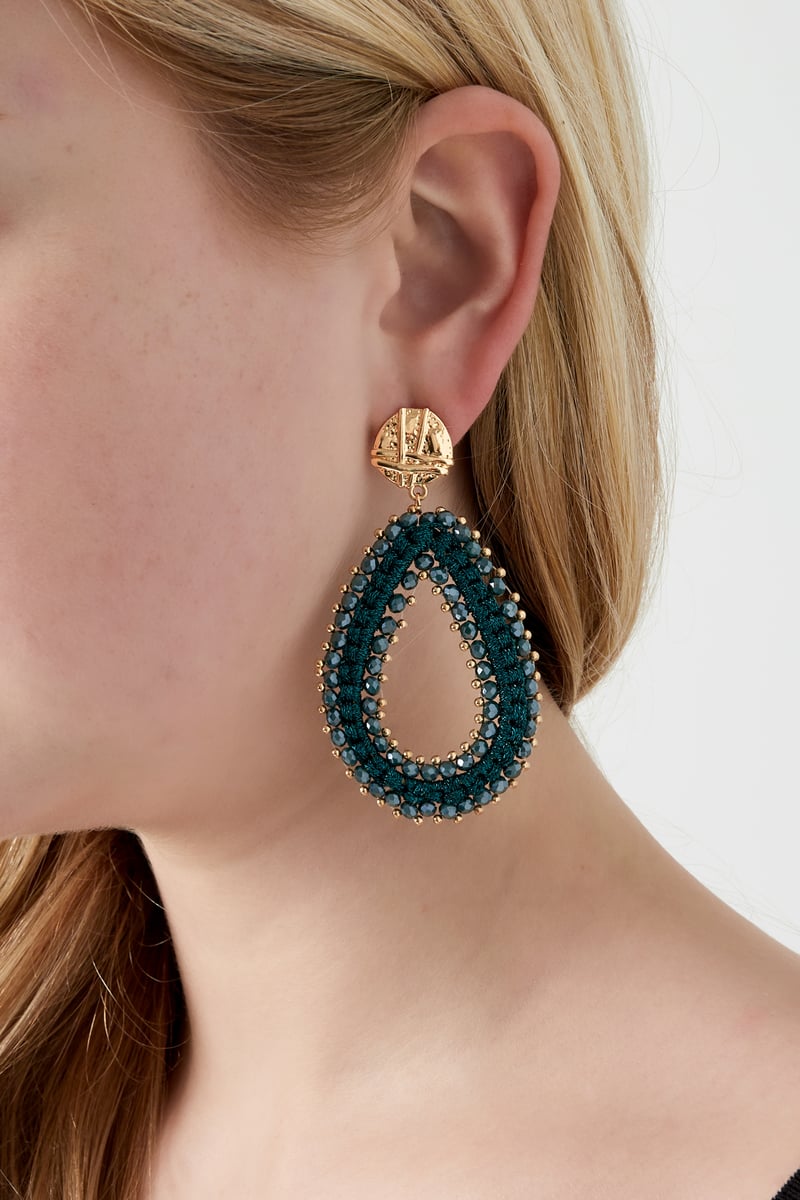 Shimmering Drop Beads oorbellen - donkerpaars