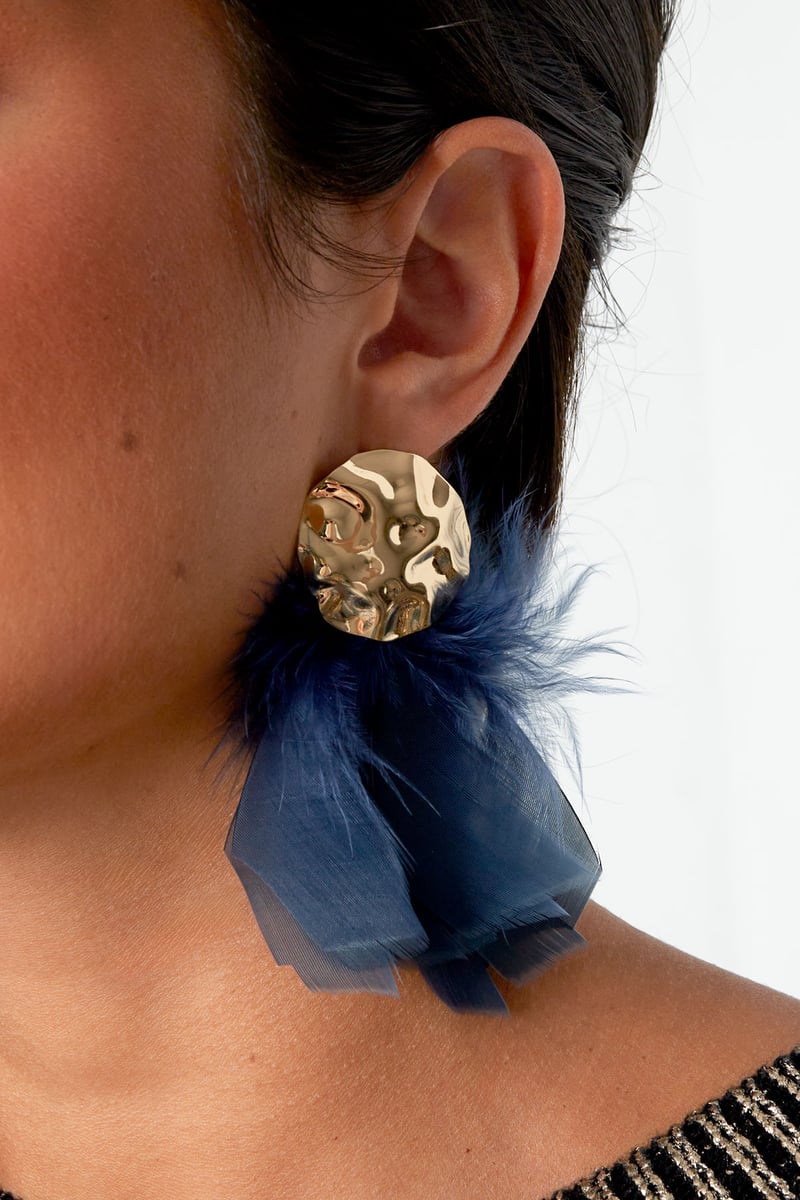 Feather Babe oorbellen - grijs