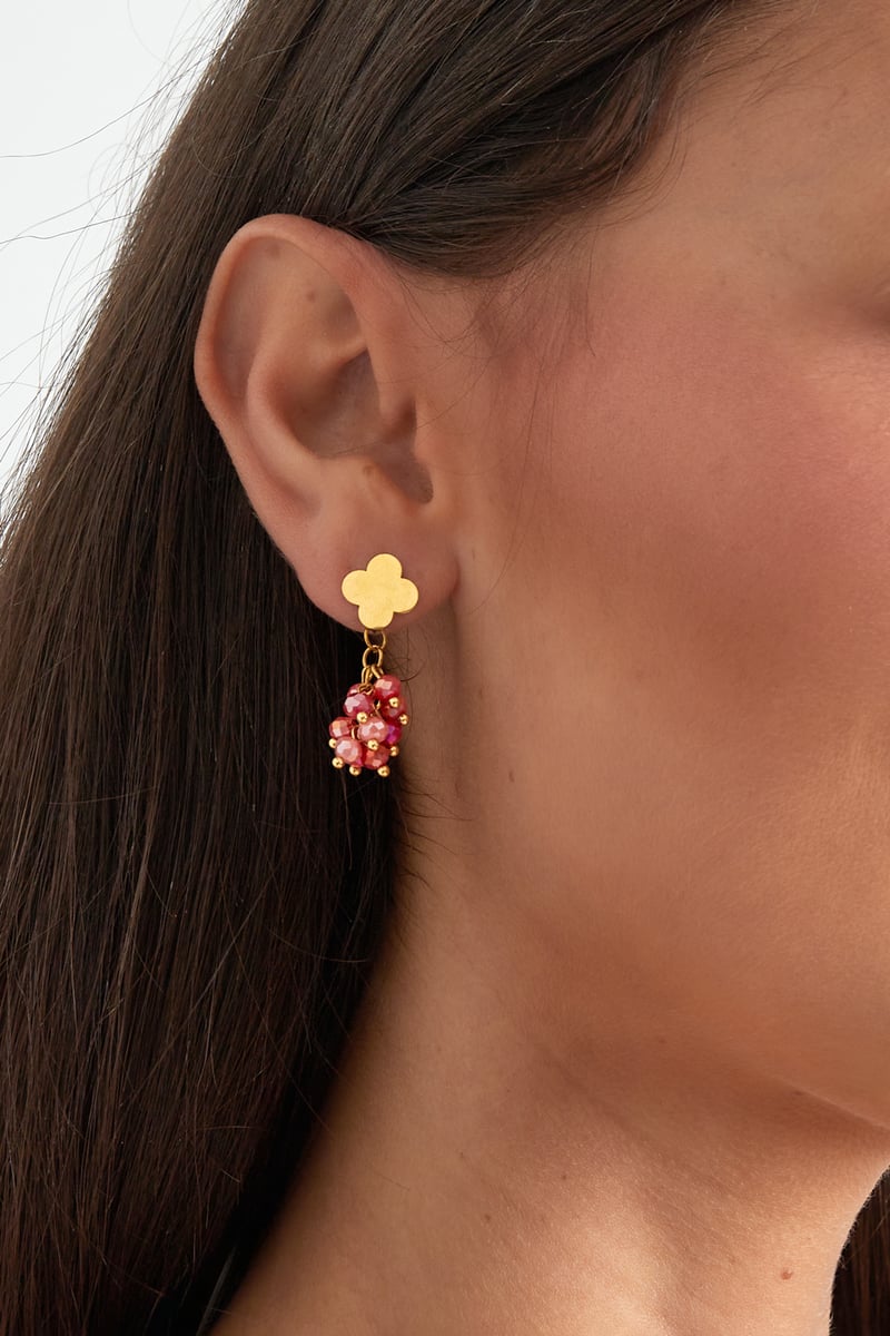 Oorbellen festive clover - Grijs