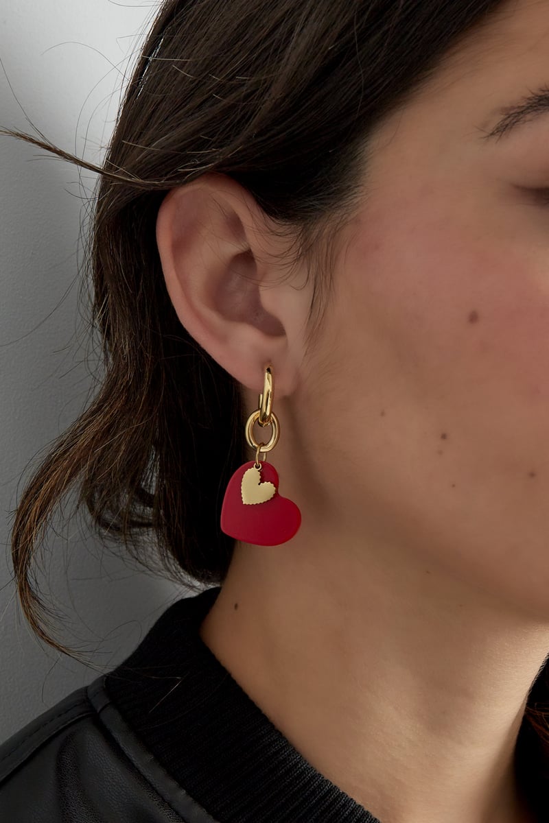 Oorbellen sweetheart charm - Rood