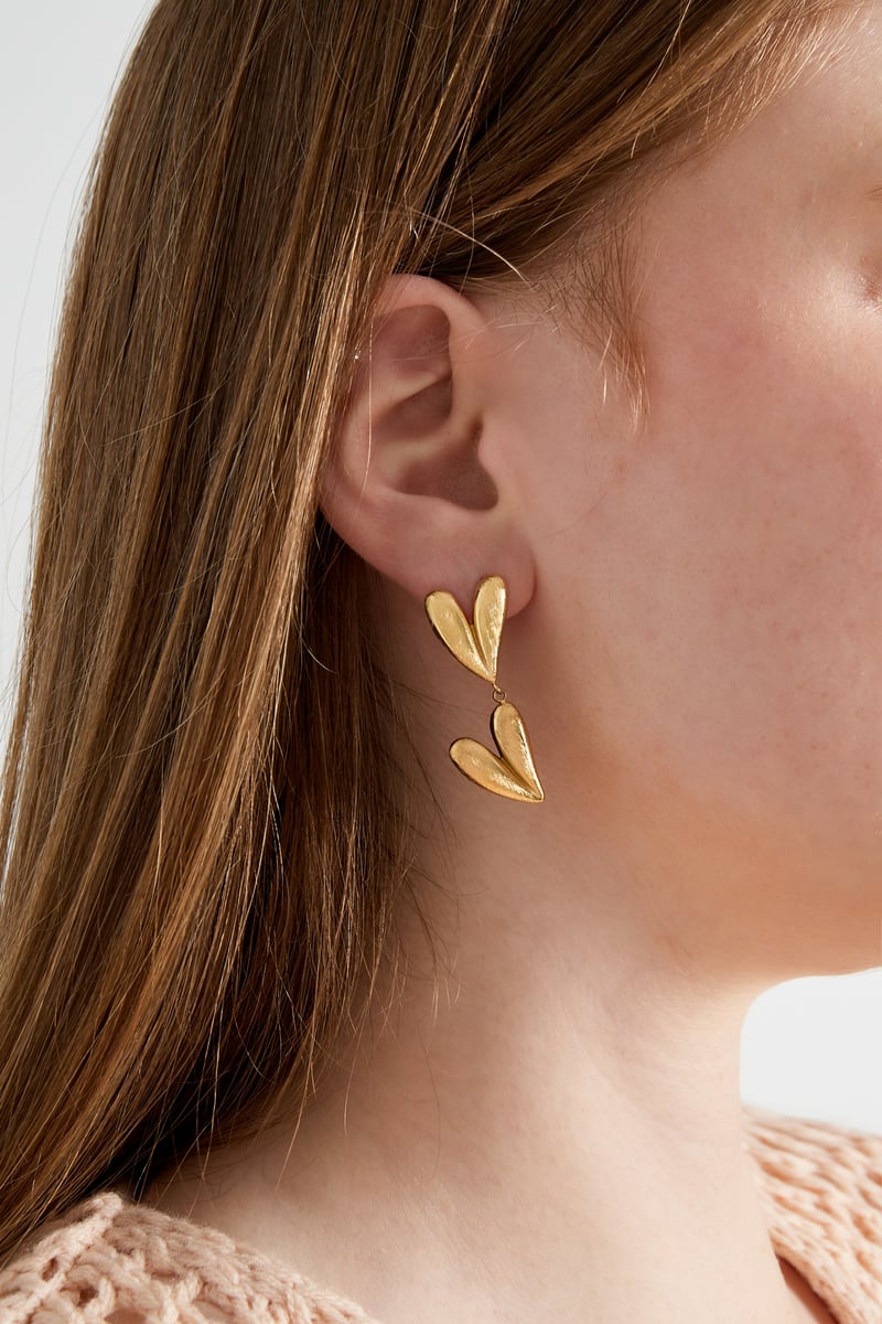 double heart oorbellen