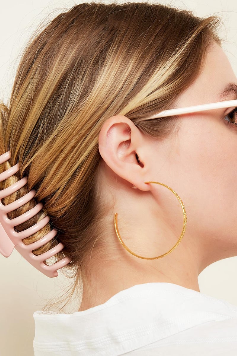 Grote haarclip glanzende afwerking Beige Plastic