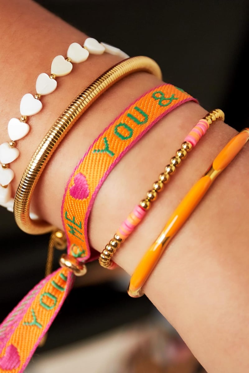 Armbandbandje “You & Me&quot; Rood Polyester