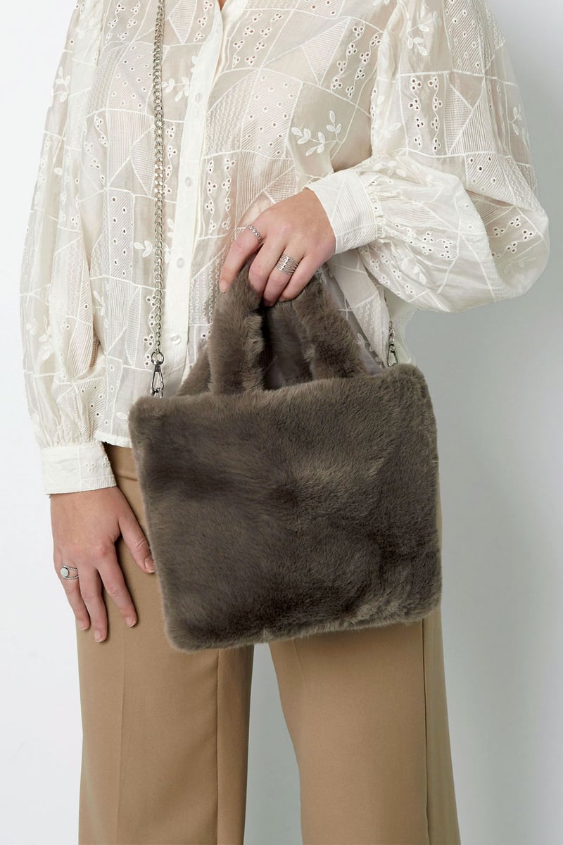 Faux fur city tas klein - beige