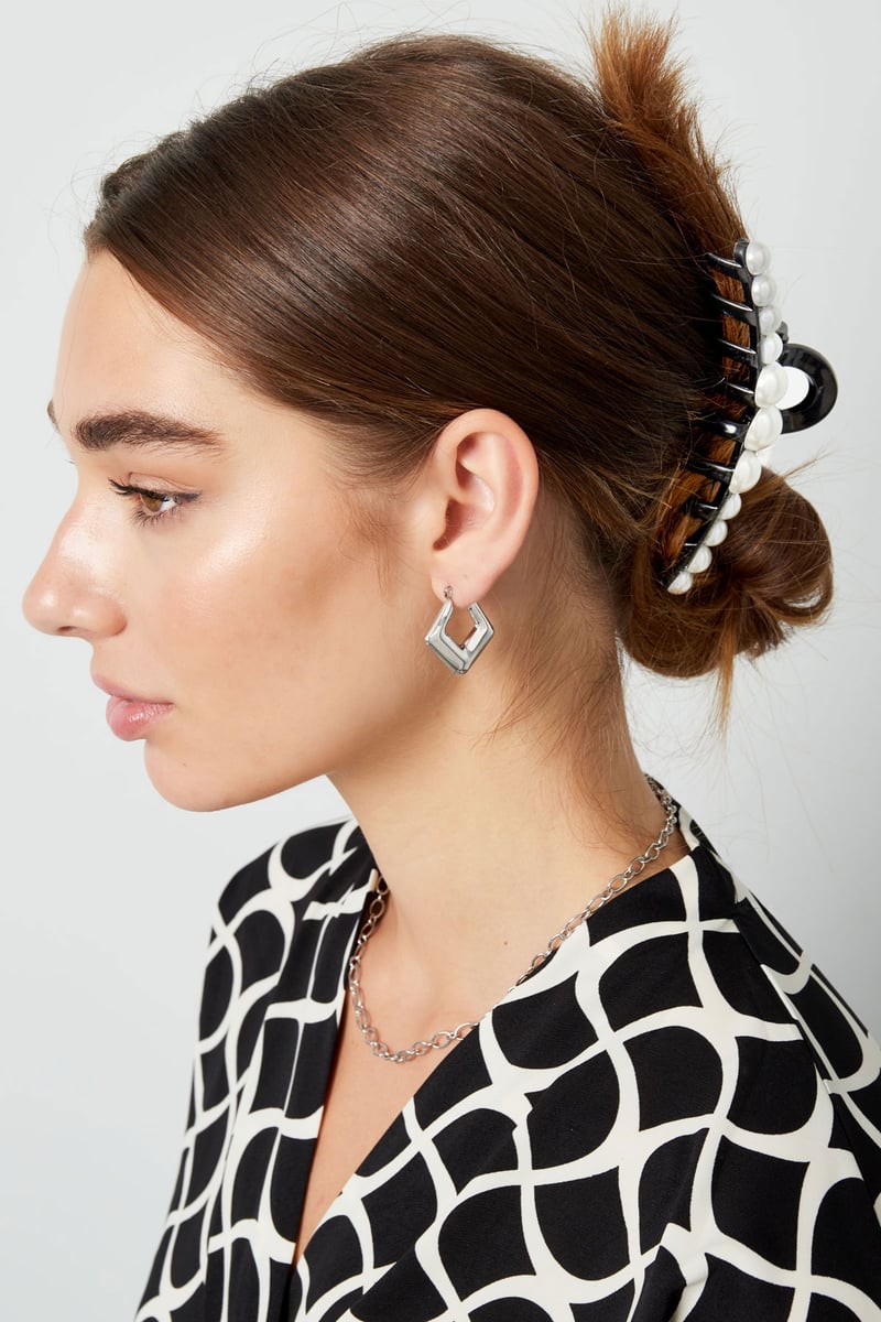 Haarklem kleine parels - zwart