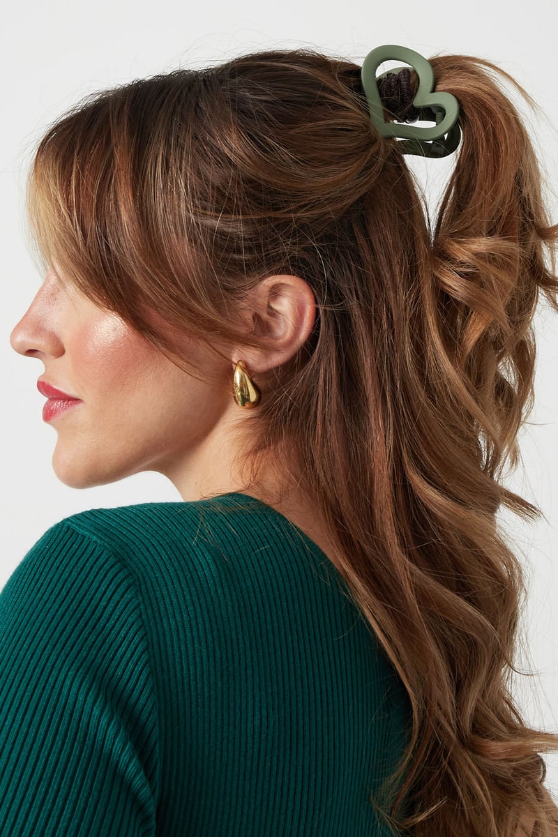 Haarclip vervormd hart mat - zwart