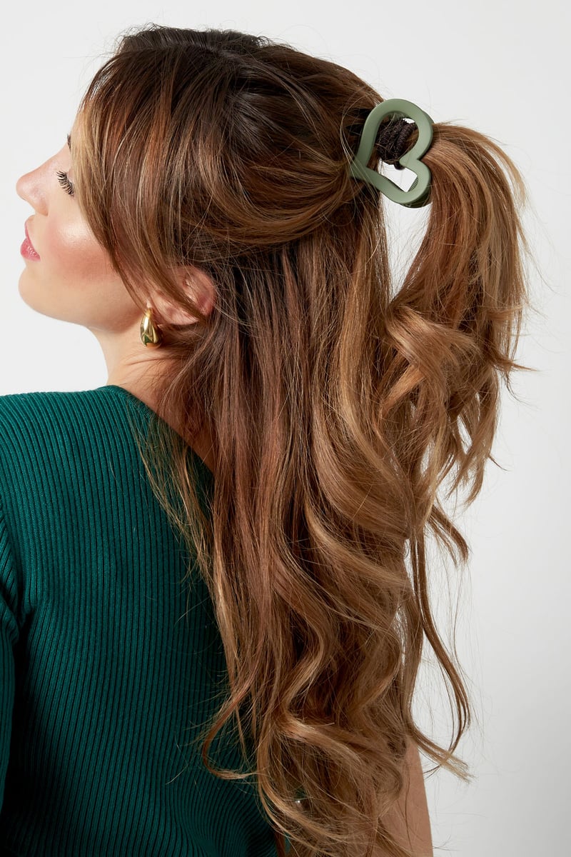 Haarclip vervormd hart mat - zwart