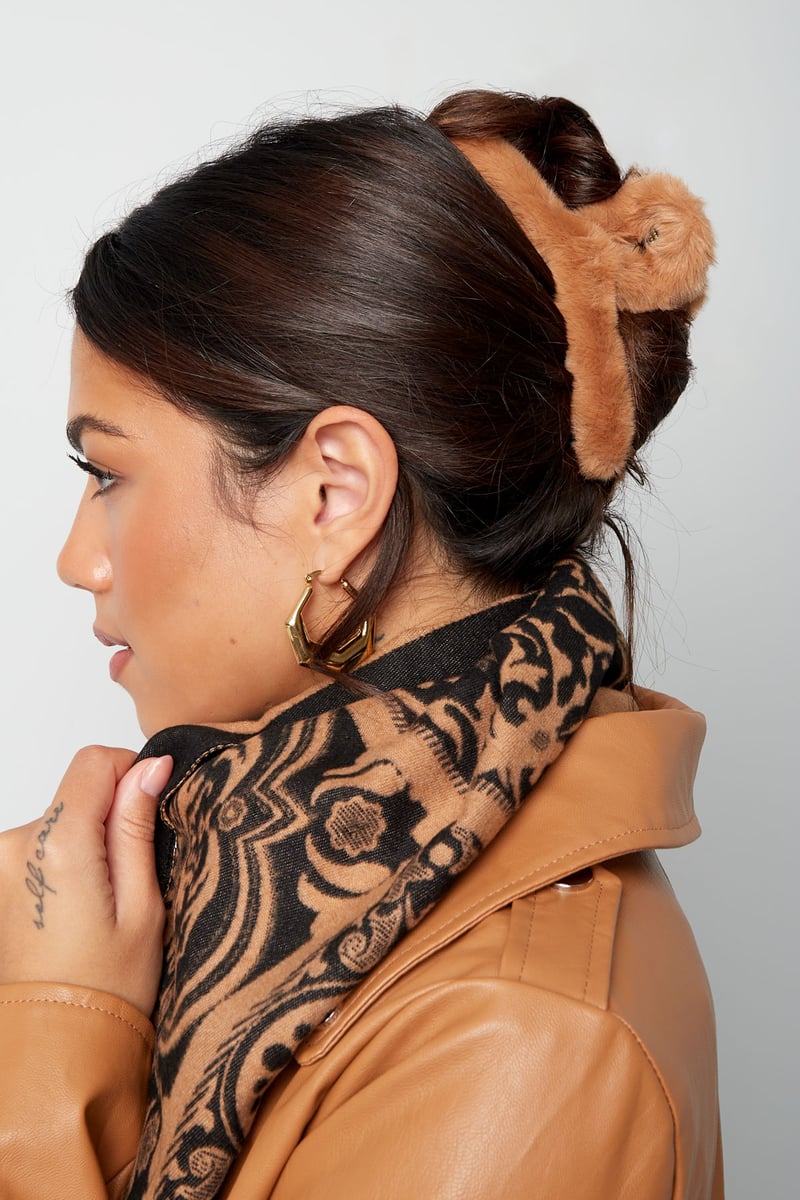 Faux fur haarclip - beige