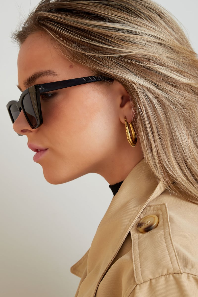 Eenkleurige cat eye zonnebril - zwart