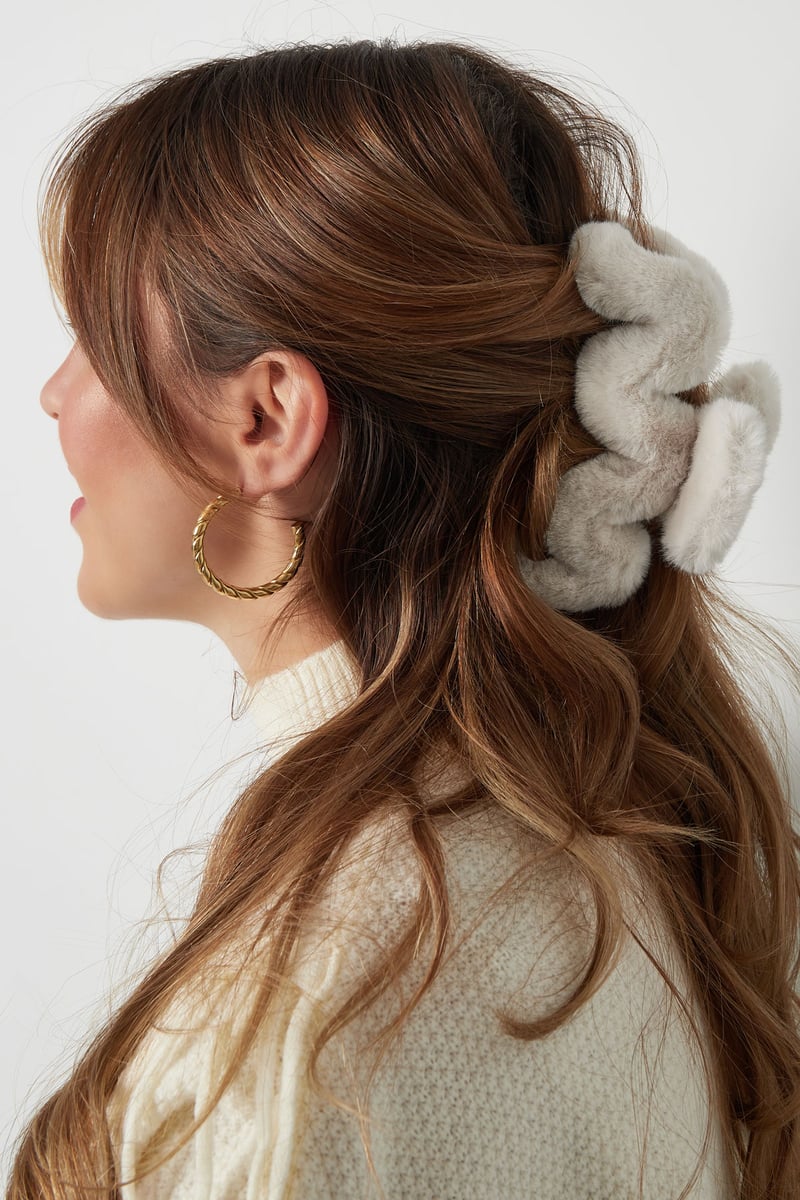 Haarklem fluffy zigzag - wit