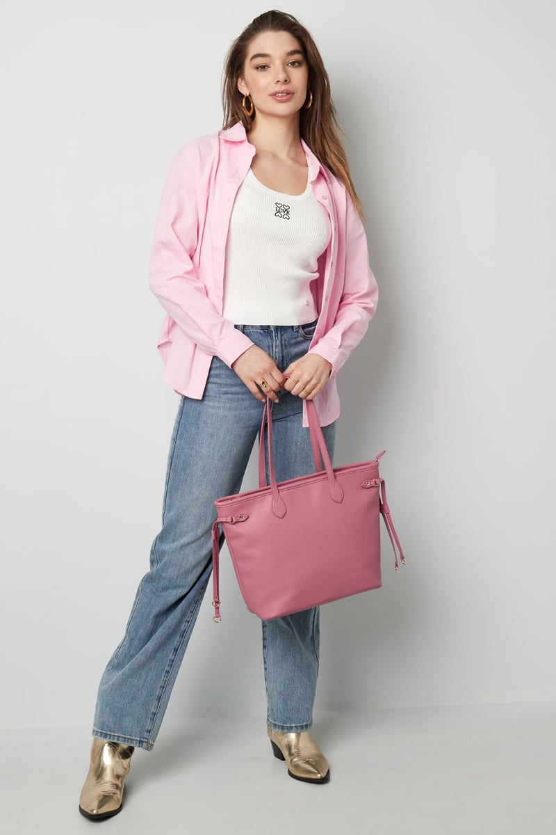 Handtas met bandjes - blauw