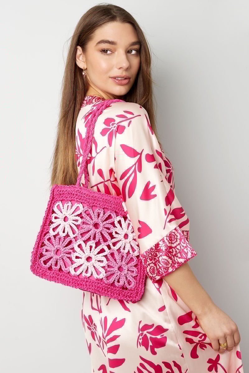 Strandtas flower future - gebroken wit