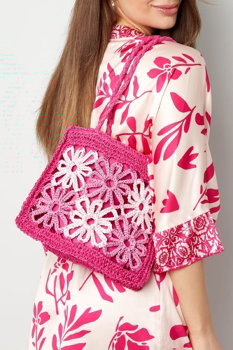 Strandtas flower future - gebroken wit