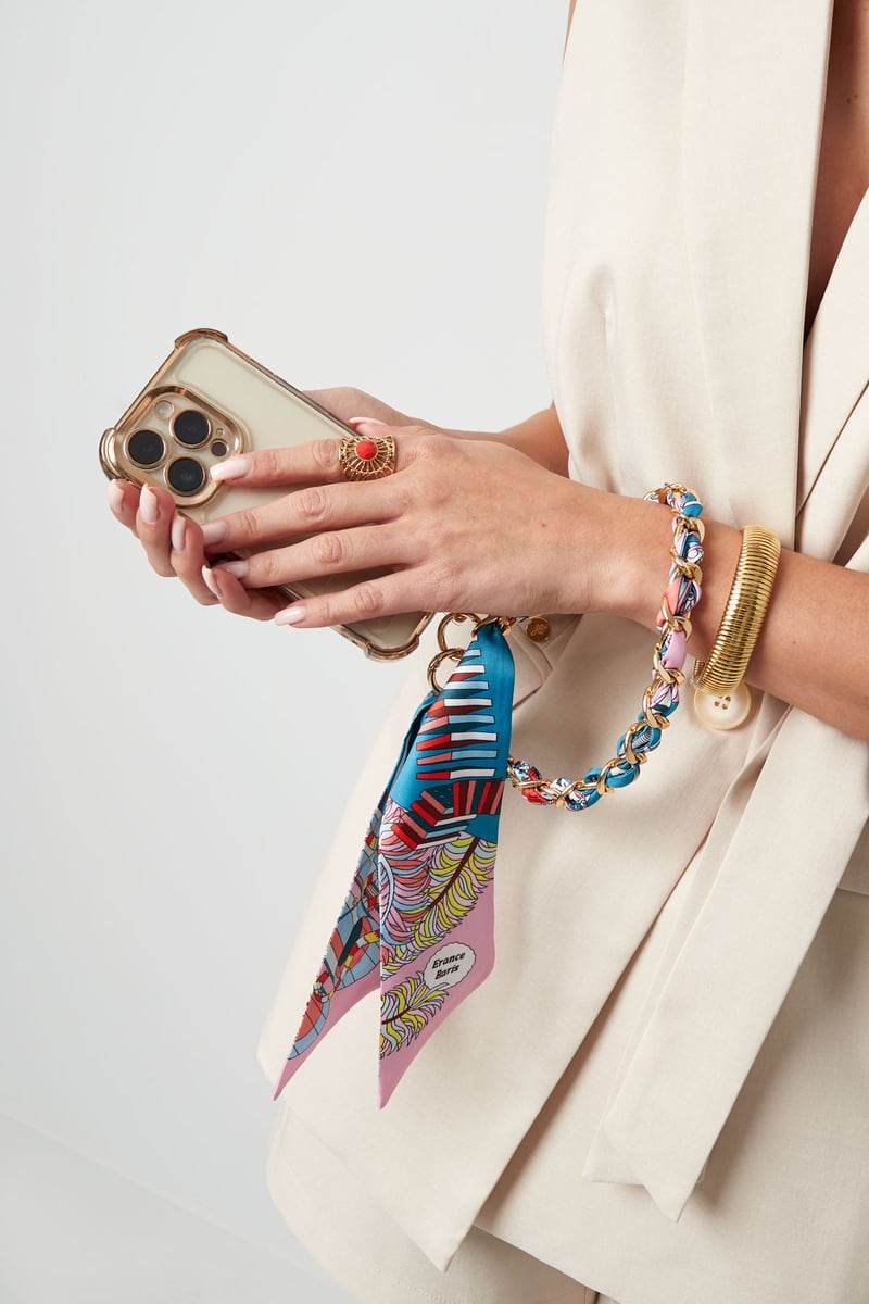 Telefoonketting satijnen sjaal - multi