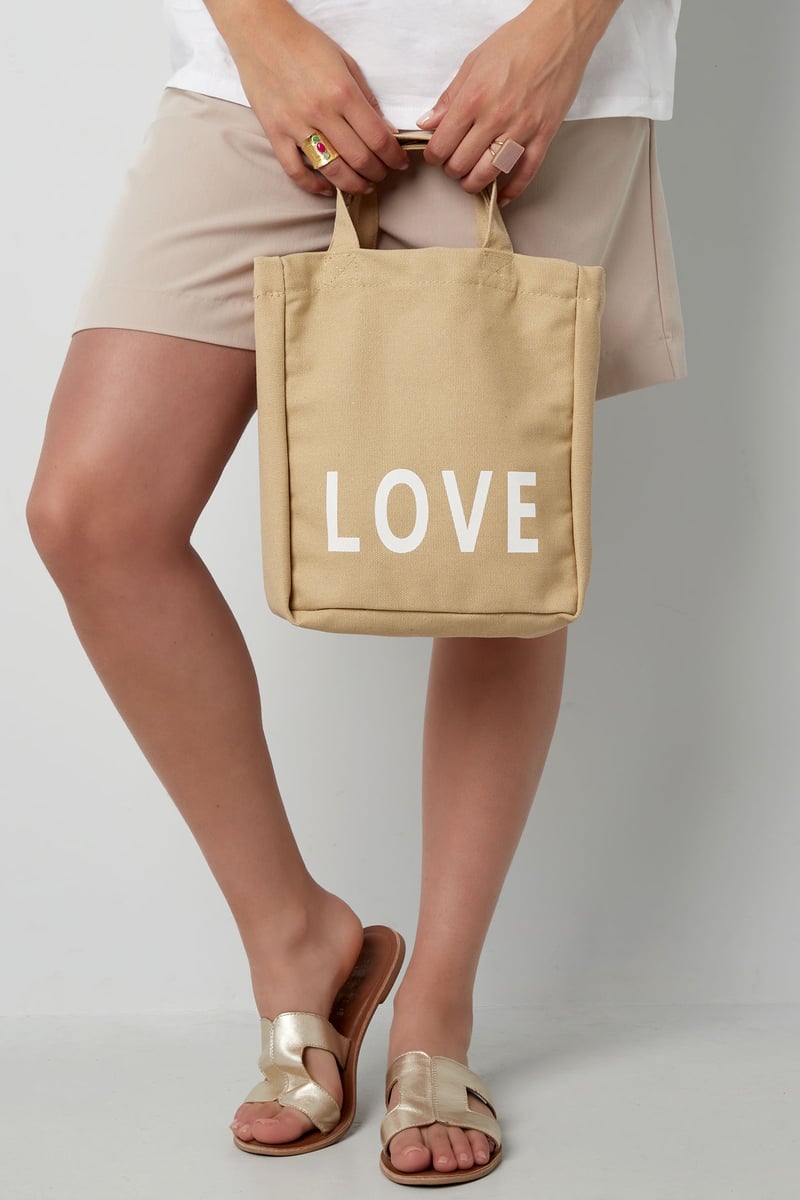 Kleine canvas tas love - beige